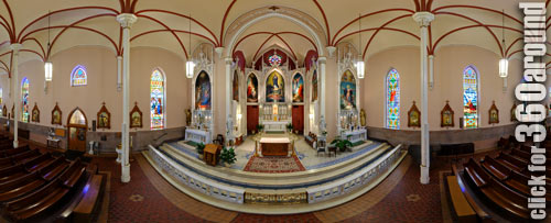 The beautiful interior of Holy Cross-Immaculata Church